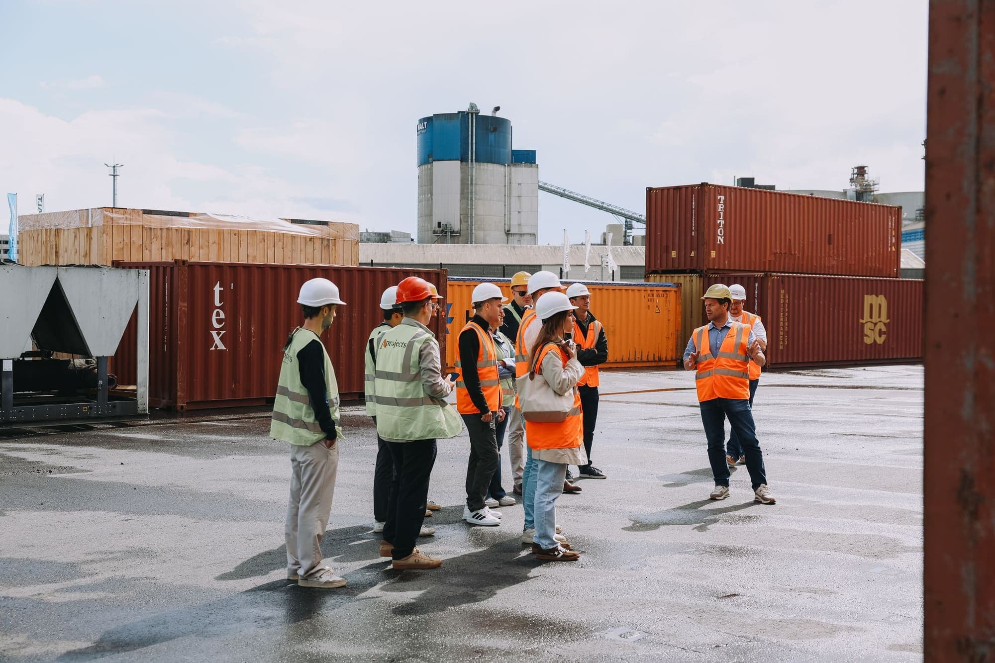 Freight forwarders touring a container terminal during the Young Forwarders Benelux immersion week
